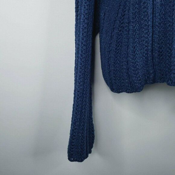 JP Berringer Blue Sweater Crop M Vintage 90s Open Knit Silver Buttons New - Picture 6 of 9